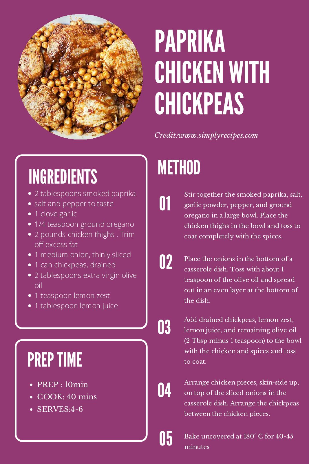 Paprika Chicken with Chickpeas